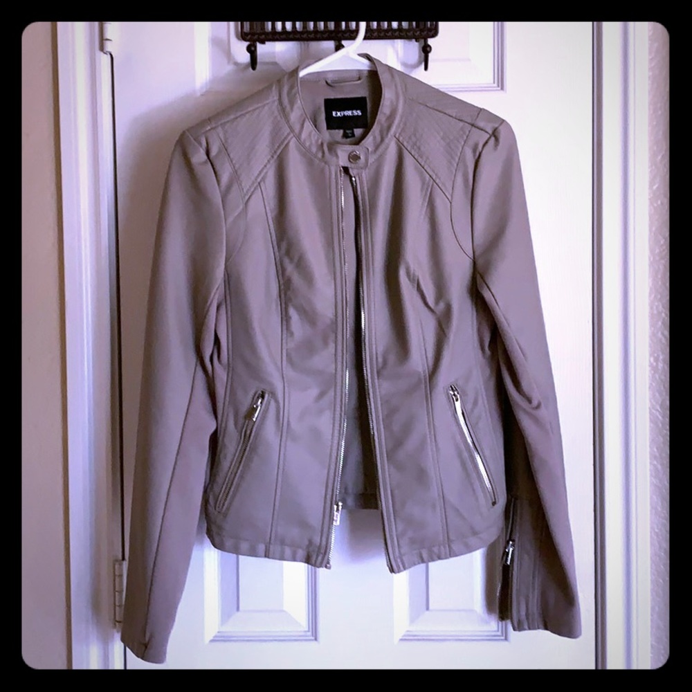 Express Vegan Leather Double Peplum Jacket